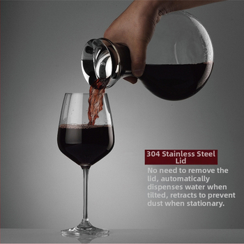 Decantor din sticlă borosilicată, suflat manual, rezistent la căldură, pentru vin și suc