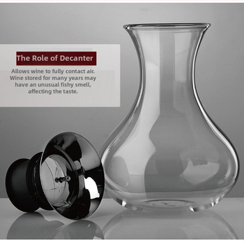 Decantor din sticlă borosilicată, suflat manual, rezistent la căldură, pentru vin și suc