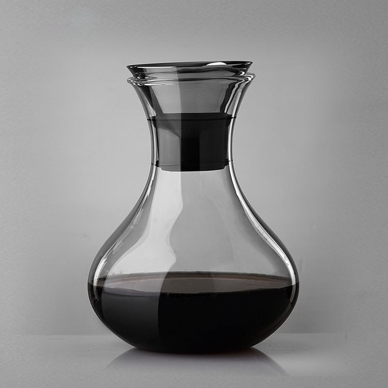 Decantor din sticlă borosilicată, suflat manual, rezistent la căldură, pentru vin și suc