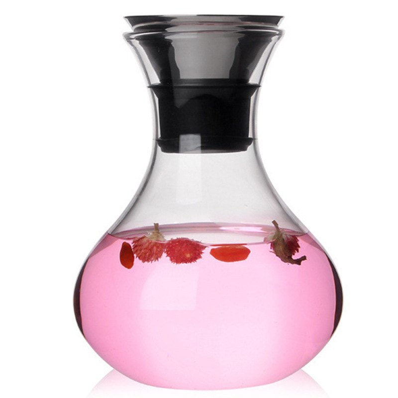 Decantor din sticlă borosilicată, suflat manual, rezistent la căldură, pentru vin și suc