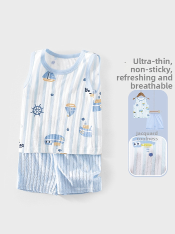 Dohikka Set de vară pentru bebeluși din două piese – bumbac 100%, top fără mâneci și pantaloni 3/4, imprimeu desen animat, pentru copii 1–3 ani