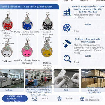 Etichetă pentru zgardă de animale de companie cu QR, pisică și pește în stil desen animat, email multicolor, anti-pierdere