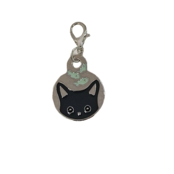 Etichetă pentru zgardă de animale de companie cu QR, pisică și pește în stil desen animat, email multicolor, anti-pierdere