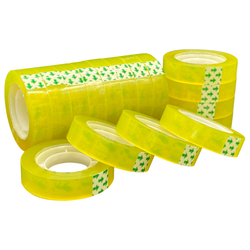 Bandă de papetărie transparentă, lățimi 0.8 cm și 1.8 cm, pentru birou și aranjamente florale, pentru elevi, în cutie