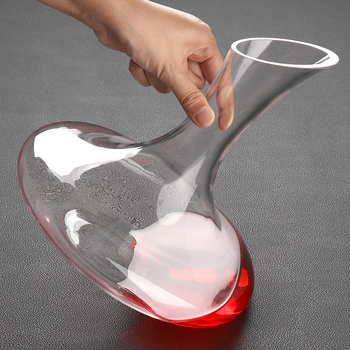 Decantator din cristal Jingyu, gură înclinată, corp mare, transparent, capacitate peste 1000 ml