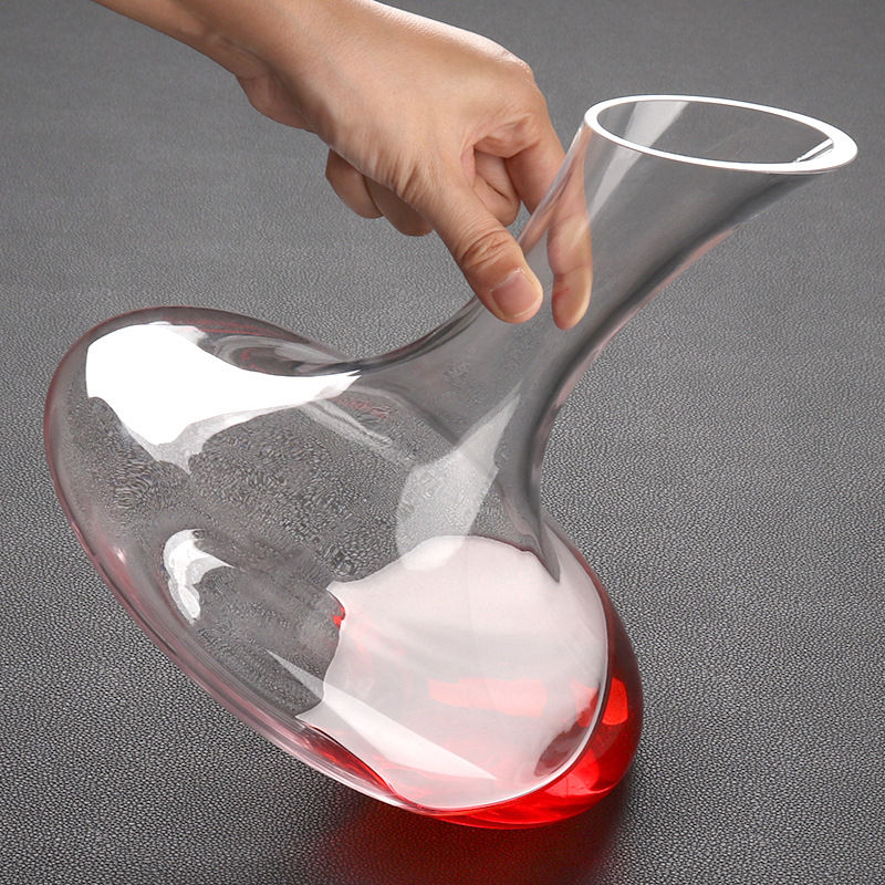Decantator din cristal Jingyu, gură înclinată, corp mare, transparent, capacitate peste 1000 ml