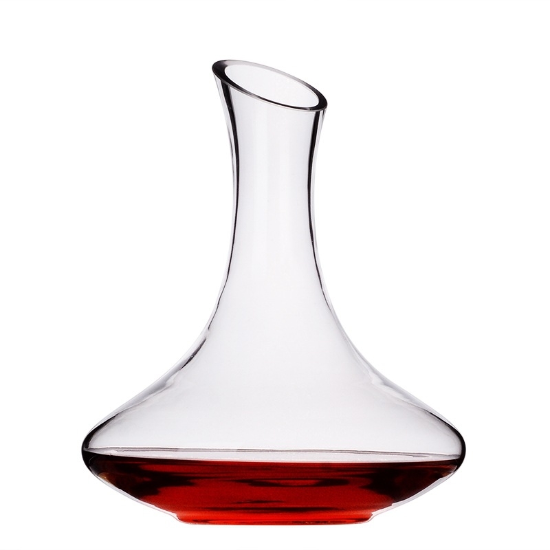 Decantator din cristal Jingyu, gură înclinată, corp mare, transparent, capacitate peste 1000 ml