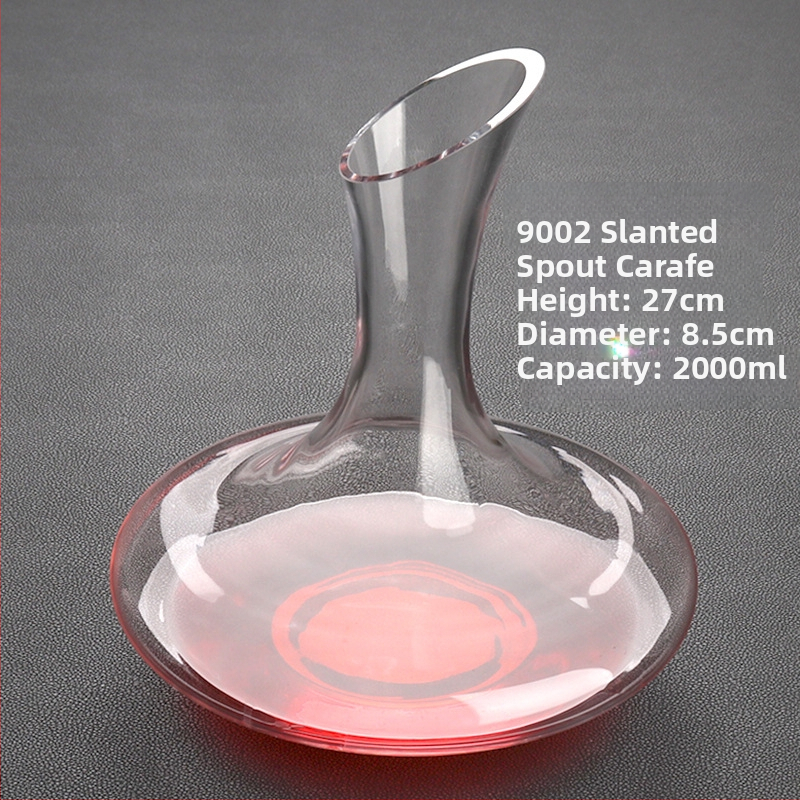 Decantator din cristal Jingyu, gură înclinată, corp mare, transparent, capacitate peste 1000 ml