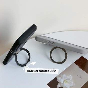 Suport magnetic rotativ la 360° cu design color-block, pentru husă iPhone 17 și iPhone 18 Pro Max, textură de piele