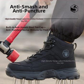 Pantofi de protecție EVA cu talpă groasă și vârf din oțel, rezistenți la impact și perforare, protecție împotriva scânteilor la sudură, mid-top, anti-praf