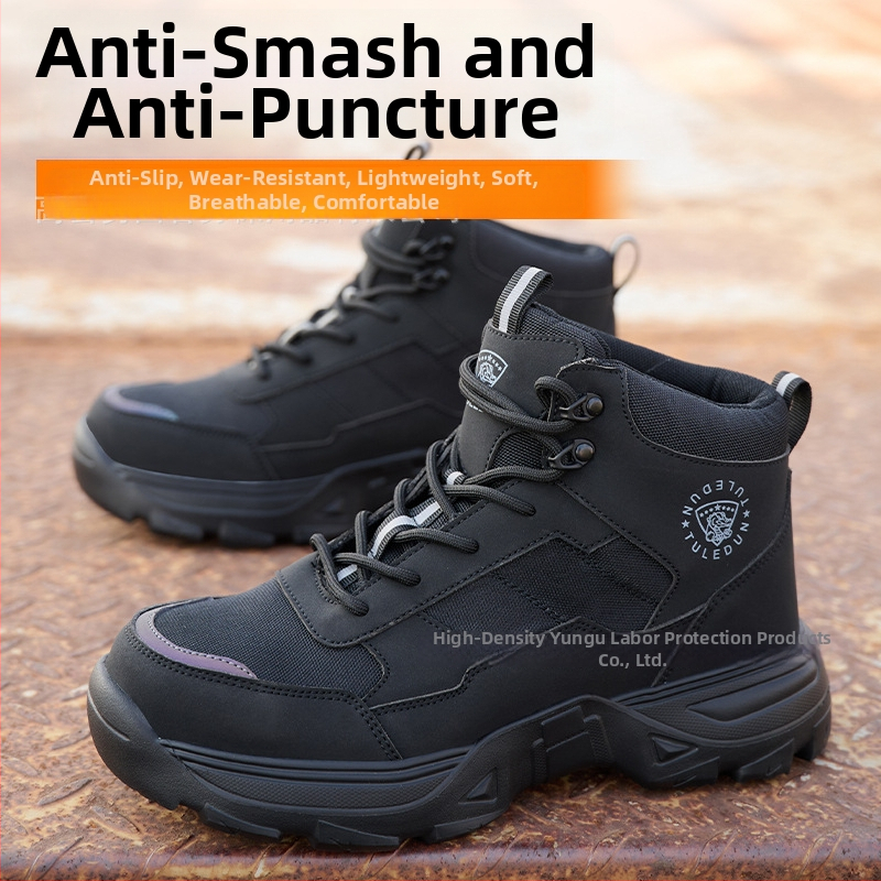 Pantofi de protecție EVA cu talpă groasă și vârf din oțel, rezistenți la impact și perforare, protecție împotriva scânteilor la sudură, mid-top, anti-praf