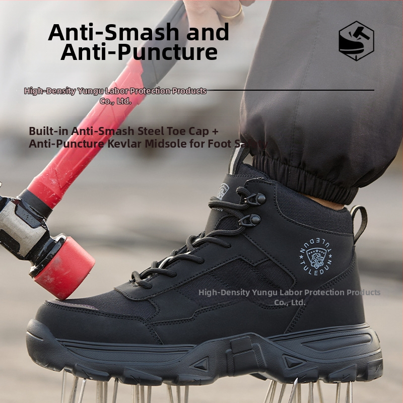 Pantofi de protecție EVA cu talpă groasă și vârf din oțel, rezistenți la impact și perforare, protecție împotriva scânteilor la sudură, mid-top, anti-praf