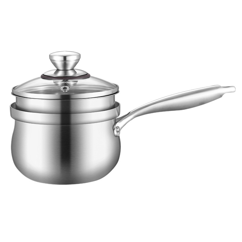 Oală de lapte din oțel inoxidabil 304, fund din trei straturi, vas pentru hrana bebelușilor, oală multifuncțională cu insert pentru aburi, compatibilă cu plite pe gaz și inducție