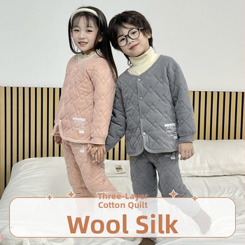 Set pentru copii din lână-silk, în două piese, în stil uniformă școlară, haină căptușită caldă și pantaloni, pentru toamnă-iarnă, haine de casă.