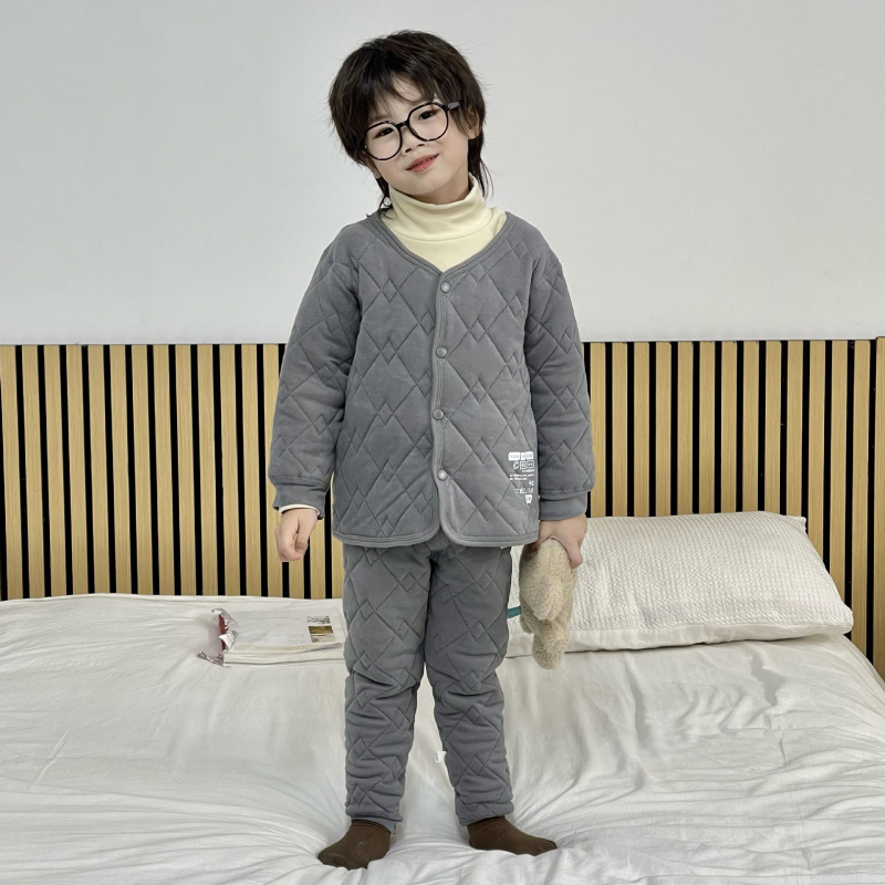 Set pentru copii din lână-silk, în două piese, în stil uniformă școlară, haină căptușită caldă și pantaloni, pentru toamnă-iarnă, haine de casă.