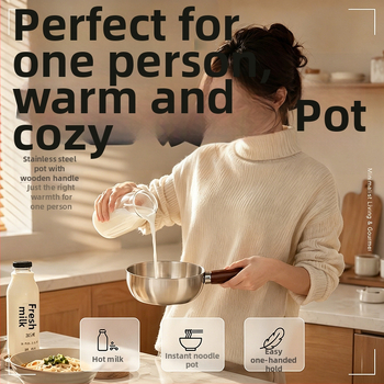 Oală din oțel inoxidabil pentru lapte, porție pentru o persoană, fără strat, vas mic compatibil cu inducția
