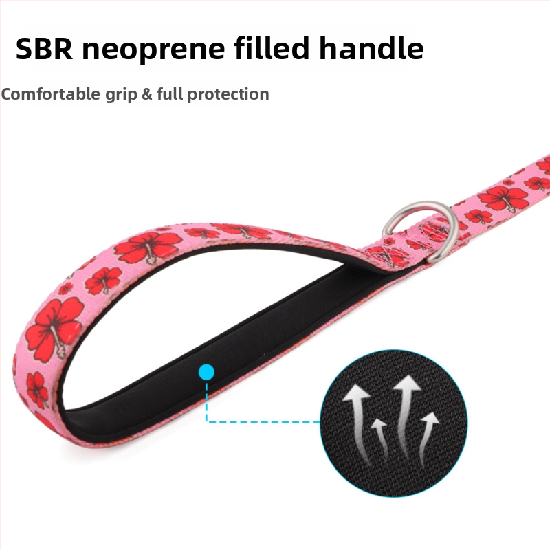 Lesă din nylon cu imprimare prin transfer termic pentru Bulldog Francez și Shiba Inu, potrivită pentru câini mari, medii și mici, lanț P