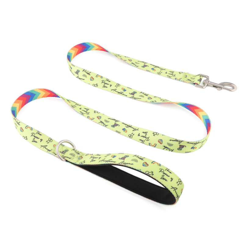 Lesă din nylon cu imprimare prin transfer termic pentru Bulldog Francez și Shiba Inu, potrivită pentru câini mari, medii și mici, lanț P