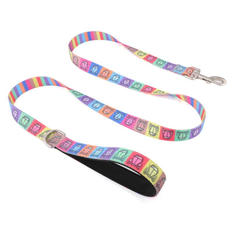 Lesă din nylon cu imprimare prin transfer termic pentru Bulldog Francez și Shiba Inu, potrivită pentru câini mari, medii și mici, lanț P