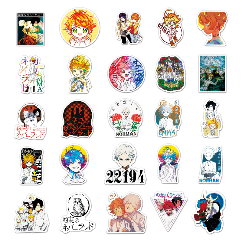 50 de autocolante The Promised Neverland pentru caiete DIY și jurnale, pentru decorarea mașinilor, scuterelor și frigiderelor