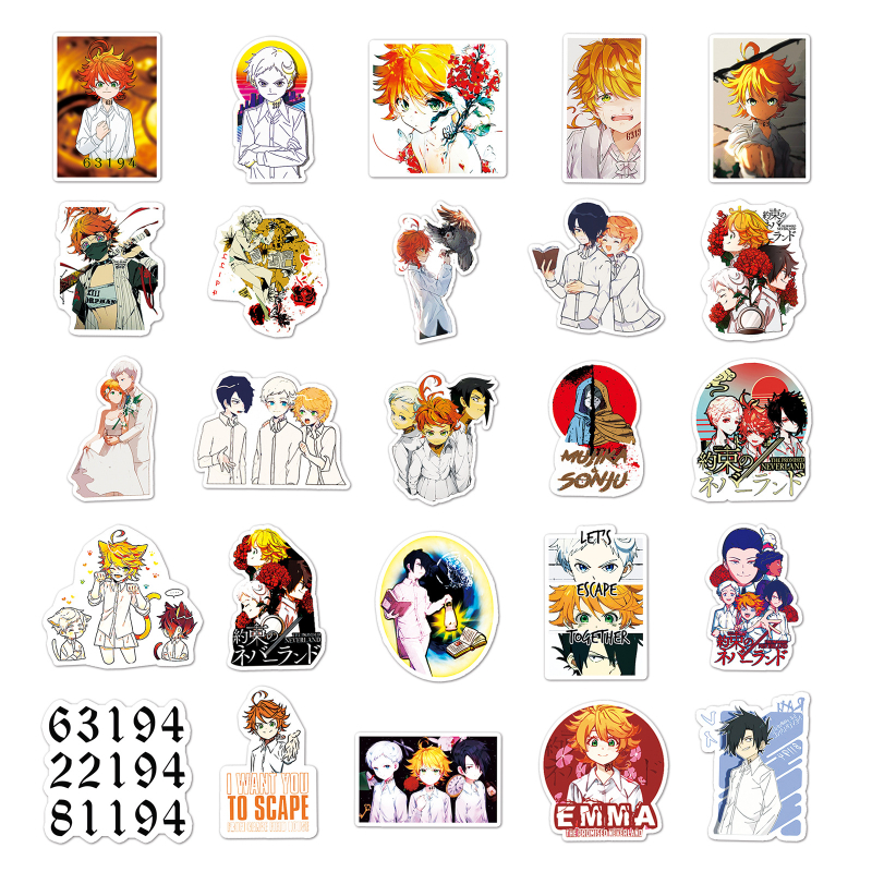 50 de autocolante The Promised Neverland pentru caiete DIY și jurnale, pentru decorarea mașinilor, scuterelor și frigiderelor