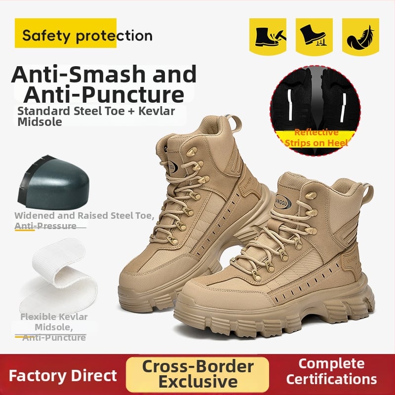 Pantofi de protecție personalizați, înalți, anti-șoc și anti-perforație, cu limbă integrată, vârf de oțel conform standardelor europene, pantofi de siguranță durabili