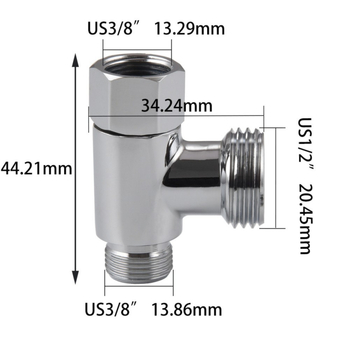 Conector din cupru în T cu trei căi, intrare G1/2, ieșiri 3/8, distribuitor de apă cu regulator de închidere
