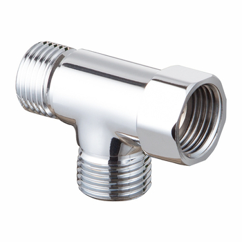Conector din cupru în T cu trei căi, intrare G1/2, ieșiri 3/8, distribuitor de apă cu regulator de închidere