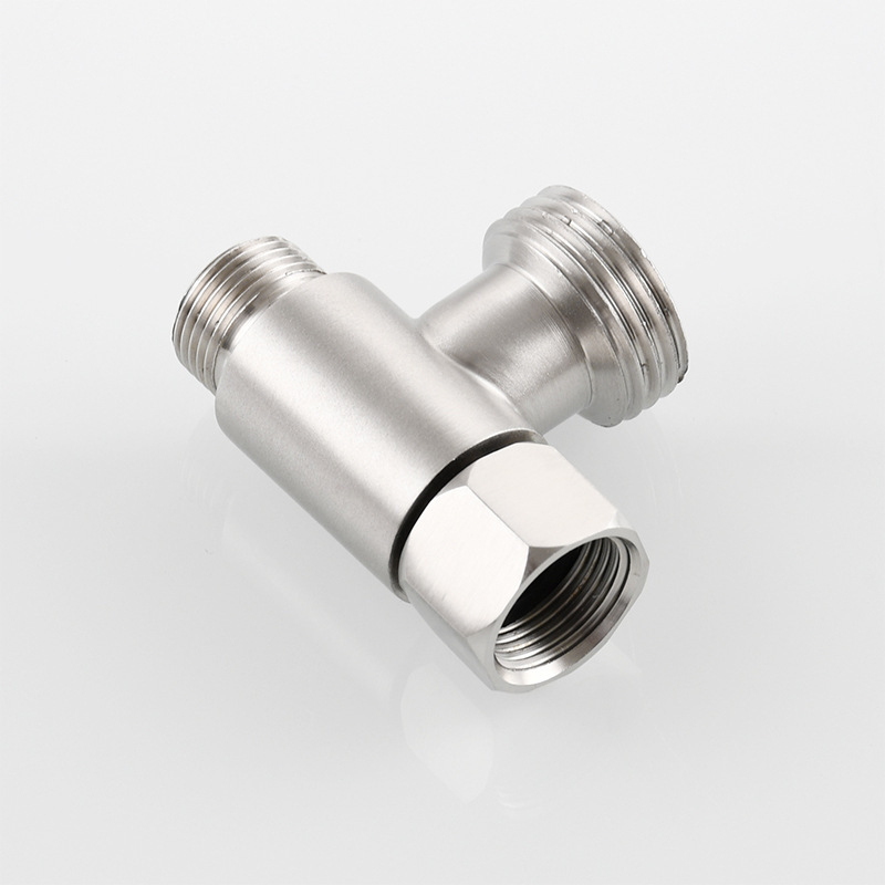 Conector din cupru în T cu trei căi, intrare G1/2, ieșiri 3/8, distribuitor de apă cu regulator de închidere