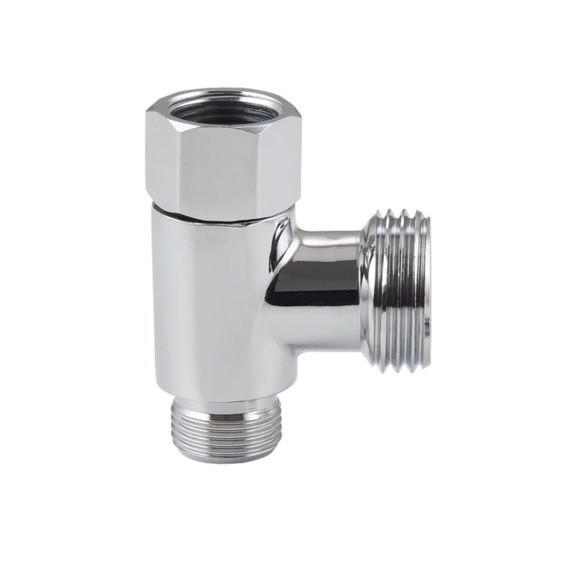 Conector din cupru în T cu trei căi, intrare G1/2, ieșiri 3/8, distribuitor de apă cu regulator de închidere