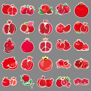 50 stickere cu rodii pentru valize — desene drăguțe cu fructe, decor pentru jurnal, rezistente la apă