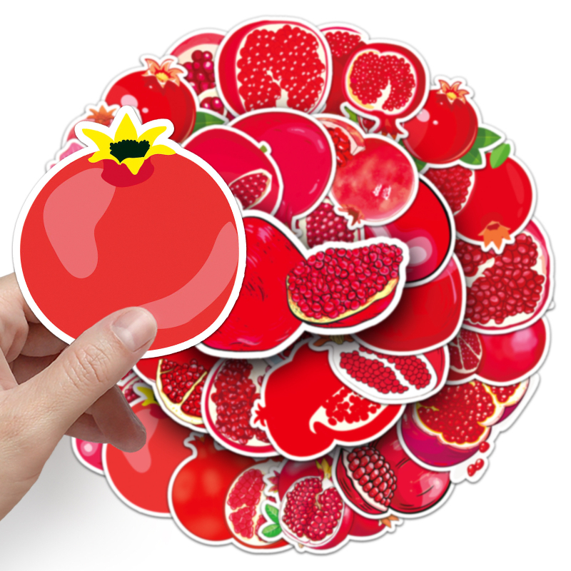 50 stickere cu rodii pentru valize — desene drăguțe cu fructe, decor pentru jurnal, rezistente la apă