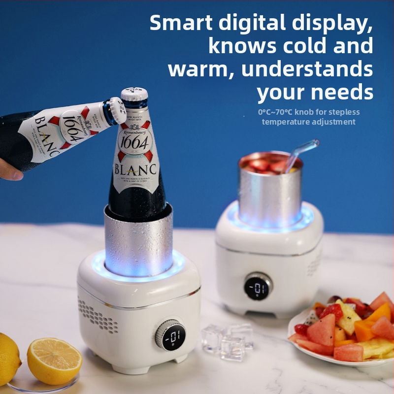 Kompaktný LCD výrobník ľadu na nápoje – rýchle chladenie, mini stolový spotrebič do internátov a kancelárií, ohrievač mlieka