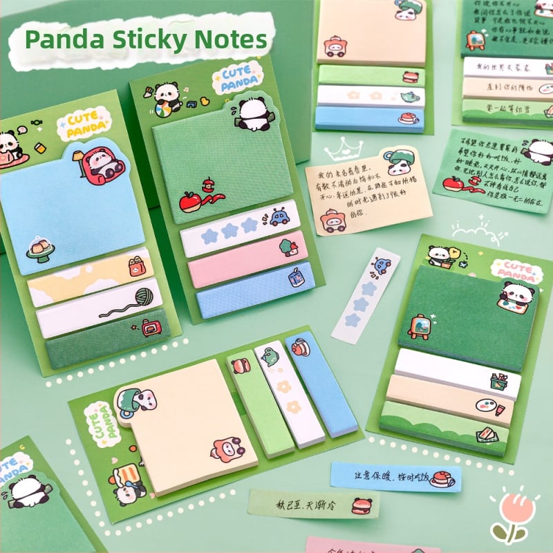 Etichete de index panda drăguțe, note adezive pentru elevi, mesaje creative, note decorative