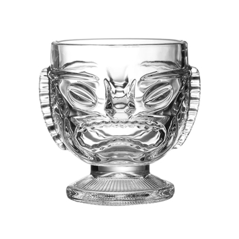 Pahar tiki din sticlă Hawaii cu față de zombie pentru cocktailuri