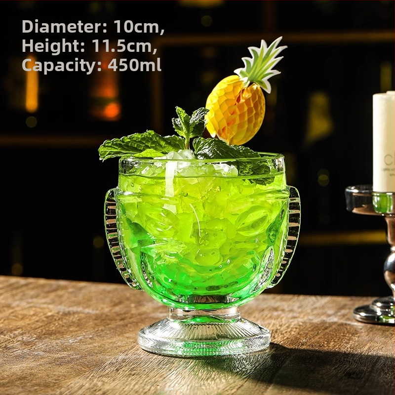 Pahar tiki din sticlă Hawaii cu față de zombie pentru cocktailuri