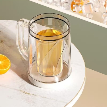 Pahar pentru bere cu dublu strat, din plastic alimentar, cu strat de răcire