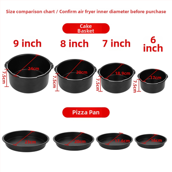 Tavi rotunde antiaderente pentru air fryer, forme de prăjituri din oțel carbon, aurii, diametre 6/7/8/9 inch