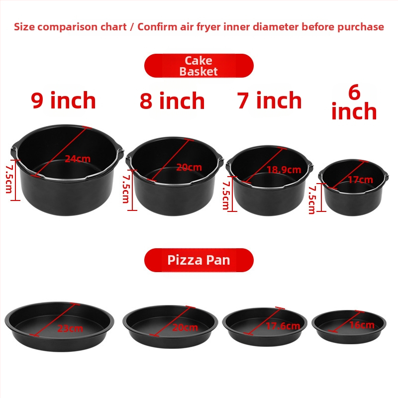 Tavi rotunde antiaderente pentru air fryer, forme de prăjituri din oțel carbon, aurii, diametre 6/7/8/9 inch