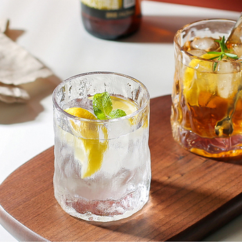 Pahar de sticlă în stil japonez cu motiv glaciar, pentru uz casnic – whisky, bere, suc, băuturi reci și cafea