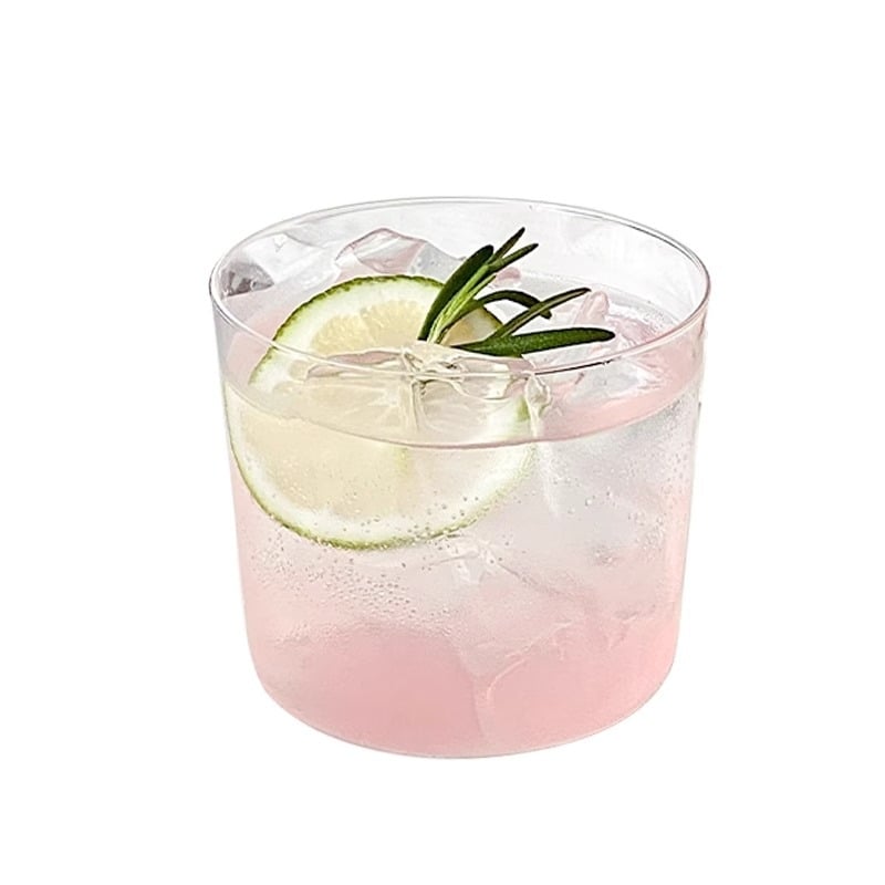 Pahar din sticlă pentru cocktailuri, foarte ușor, fără mâner, stil japonez; pentru iced Americano, latte, ceai și băuturi reci; formă rotundă, strat unic, culoare solidă.
