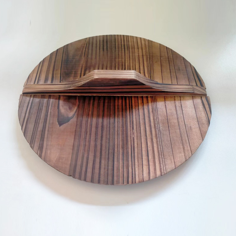 Capac de oală din lemn de brad, 18 cm, culoare cărbune, stil retro
