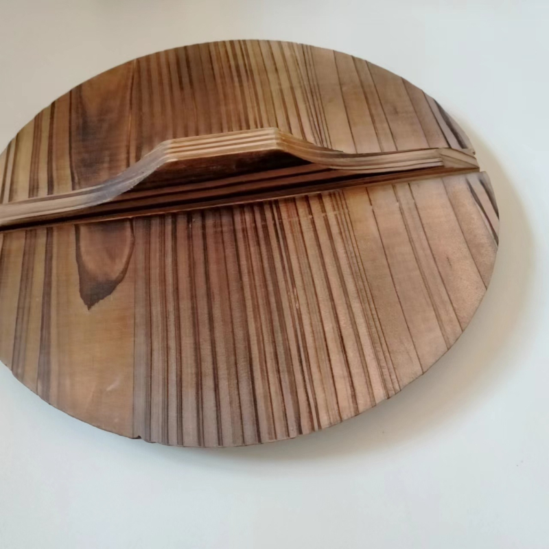 Capac de oală din lemn de brad, 18 cm, culoare cărbune, stil retro