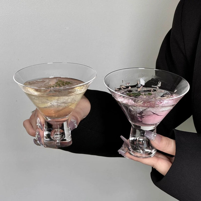 Pahar de Martini în stil japonez, pahar de cristal cu gură largă pentru înghețată, pahar de desert, pahar de cocktail fără mâner, stil metropolitan