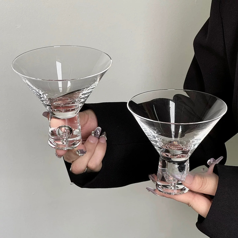 Pahar de Martini în stil japonez, pahar de cristal cu gură largă pentru înghețată, pahar de desert, pahar de cocktail fără mâner, stil metropolitan