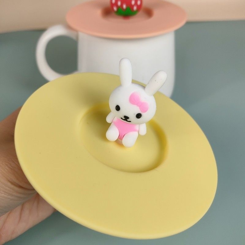 Capac din silicon personalizat pentru cană, design cartoon, anti-praf și rezistent la temperaturi înalte, pentru pahar de sticlă