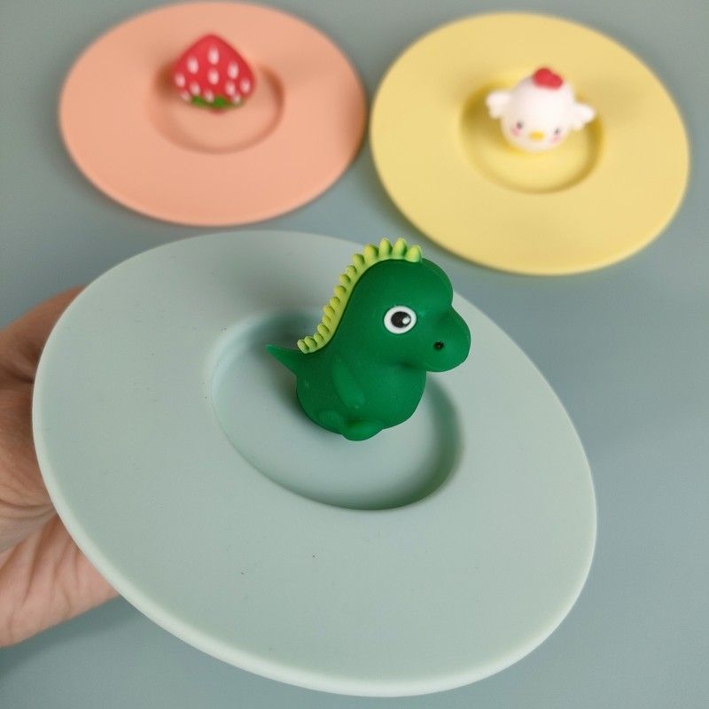 Capac din silicon personalizat pentru cană, design cartoon, anti-praf și rezistent la temperaturi înalte, pentru pahar de sticlă