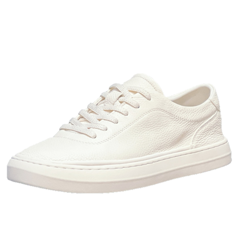 Adidași albi pentru bărbați din piele top-grain perforată, respirabili și ușori