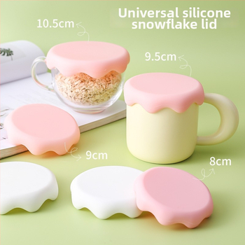 Capac din silicon de calitate alimentară pentru căni din sticlă, design fulg de zăpadă; personalizabil și potrivire universală.