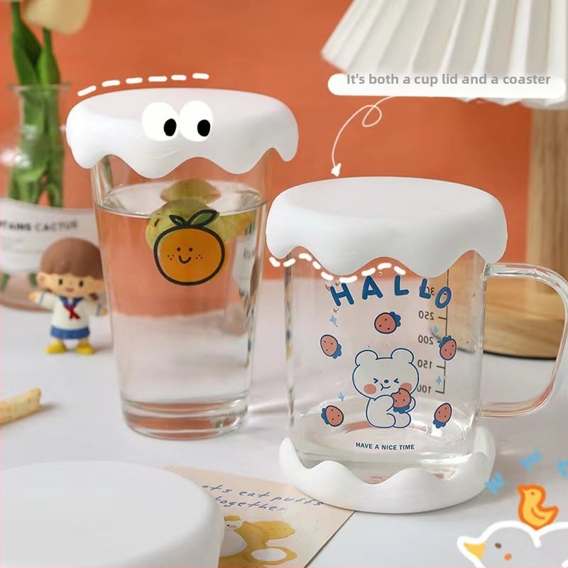 Capac din silicon de calitate alimentară pentru căni din sticlă, design fulg de zăpadă; personalizabil și potrivire universală.